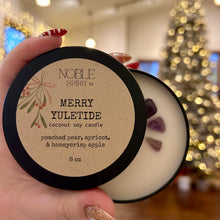 Load image into Gallery viewer, Merry Yuletide clean burning 8oz coconut soy candle