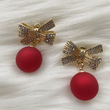 Load image into Gallery viewer, With a Bow Matte Red Ornament Earrings