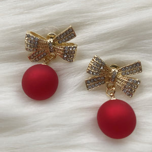 With a Bow Matte Red Ornament Earrings