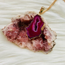 Load image into Gallery viewer, Pink Agate Druzy Necklace - Deep Pink