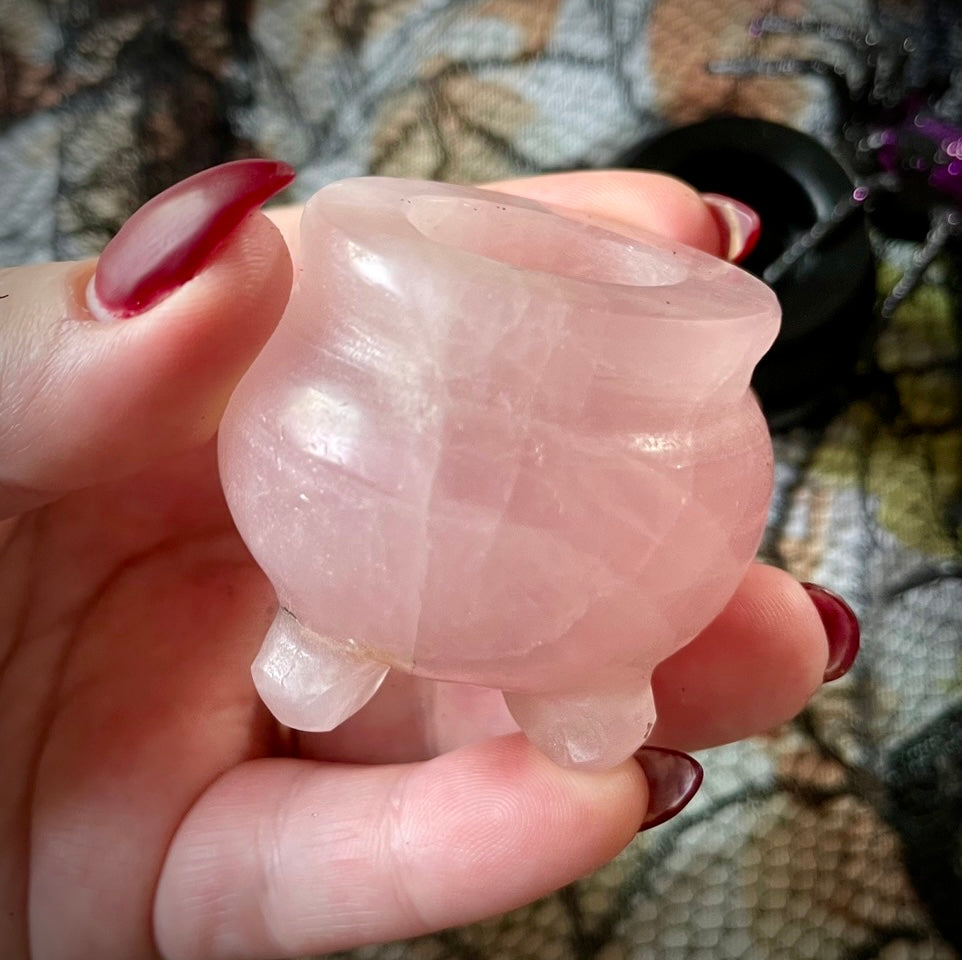 Love Spell Rose Quartz Crystal Cauldron